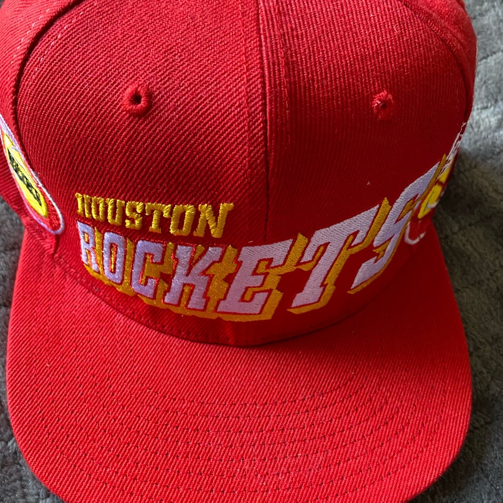 Mens NWT Mitchell & Ness HOUSTON ROCKETS Adjustable Hat. RED & Yellow
